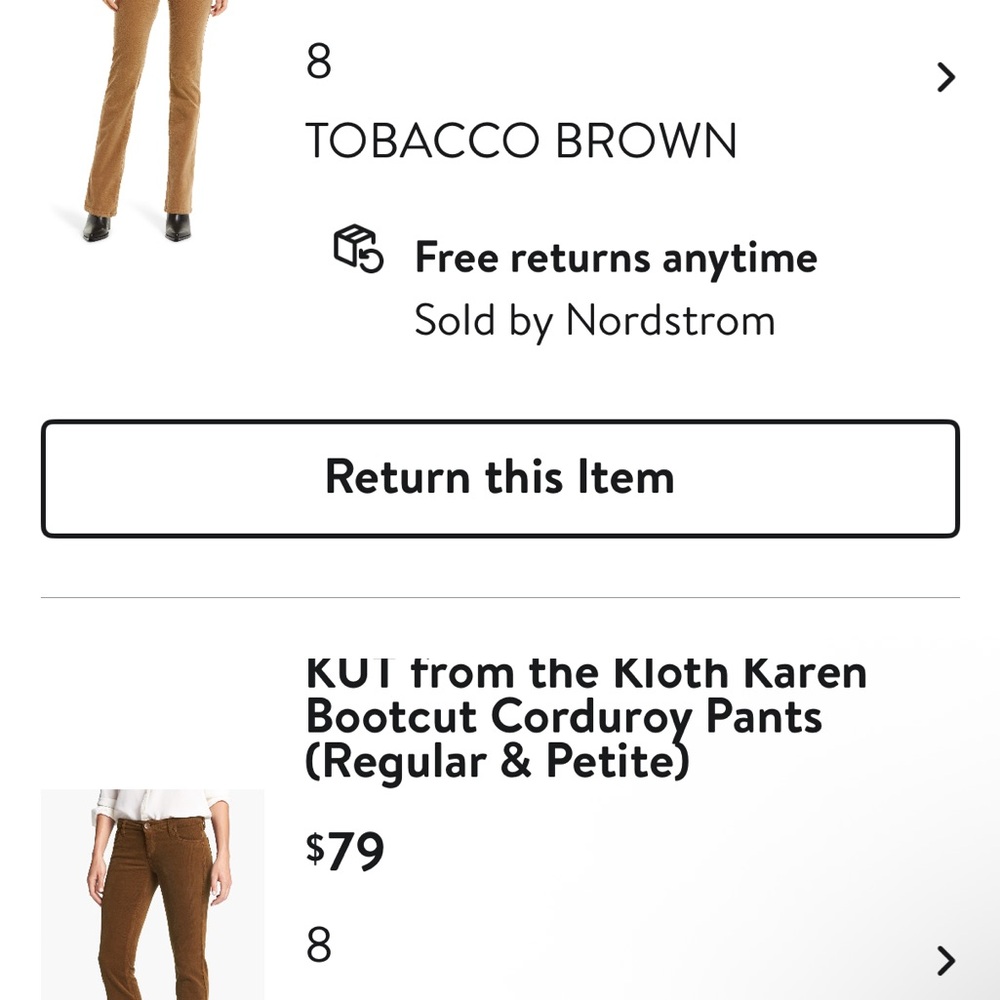 Kut from the Kloth Corduroy pants  - Cognac size 8 - Picture 3 of 7